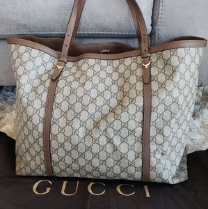 Authentic Gucci Nice Tote/Beige/Taupe GG Supreme c